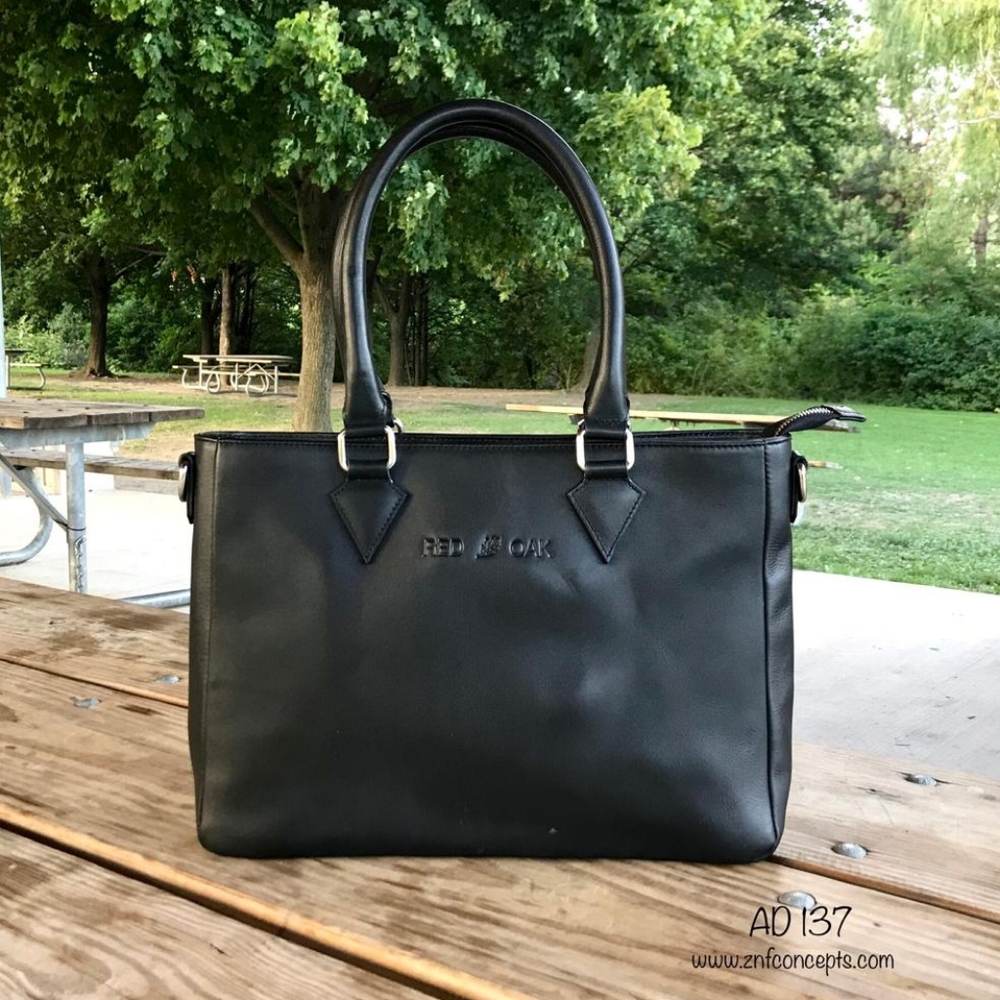 Leather Tote, Black Leather Tote - Picture 6 of 8